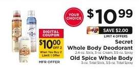 Secret Whole Body Deodorant / Old Spice Whole Body
