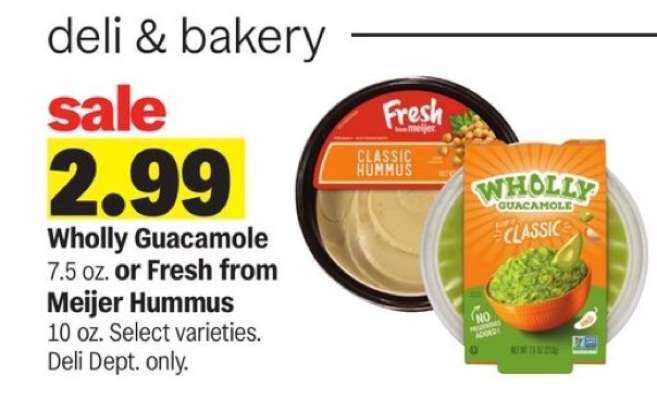 Wholly Guacamole or Fresh from Meijer Hummus