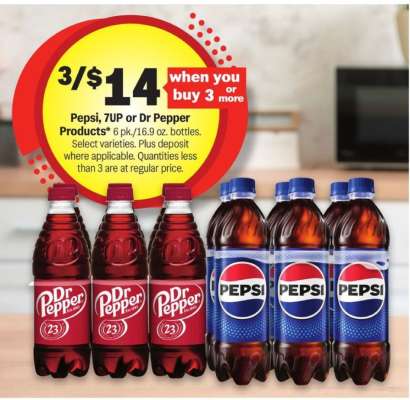 Pepsi, 7UP or Dr Pepper Products*