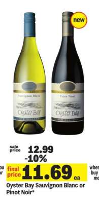 Oyster Bay Sauvignon Blanc or Pinot Noir