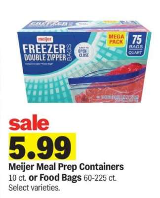 Meijer Meal Prep Containers or Food Bags