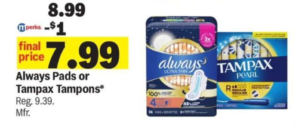 Always Pads or Tampax Tampons