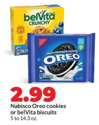Nabisco Oreo cookies or belVita biscuits