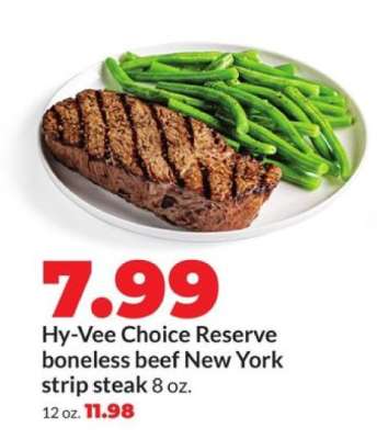 Hy-Vee Choice Reserve boneless beef New York strip steak
