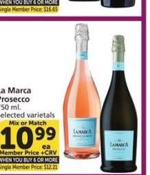 La Marca Prosecco - 750 ml.
Selected varietals
Mix or Match
Single Member Price: $12.21