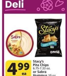 Stacy's Pita Chips 6.75-7.33 oz. or Sabra Hummus 10 oz. - Selected varieties
