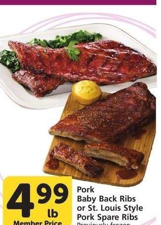 Pork Baby Back Ribs or St. Louis Style Pork Spare Ribs - Previously frozen
