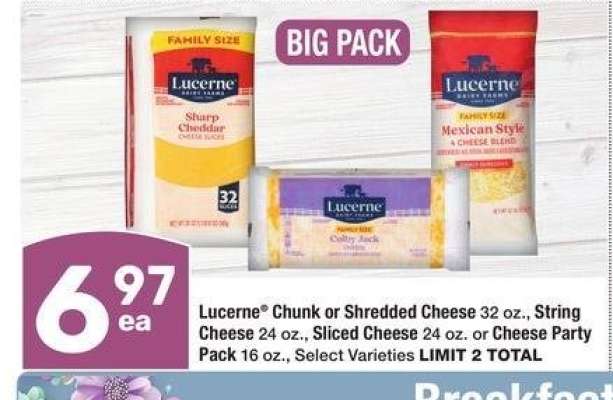 Lucerne® Chunk or Shredded Cheese 32 oz., String Cheese 24 oz., Sliced Cheese 24 oz. or Cheese Party Pack 16 oz. - Select Varieties