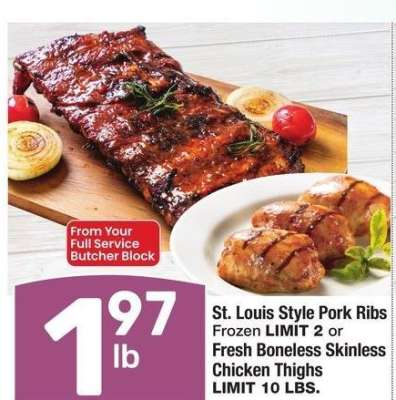 St. Louis Style Pork Ribs Fresh Boneless Skinless Chicken Thighs