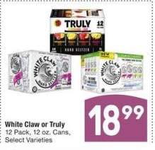 White Claw or Truly* - 12 Pack, 12 oz. Cans, Select Varieties