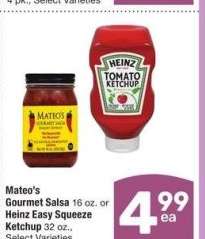 Mateo's Gourmet Salsa 16 oz. or Heinz Easy Squeeze Ketchup 32 oz. - Select Varieties