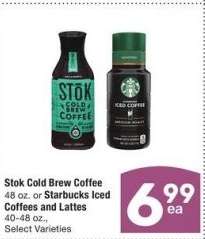 Stok Cold Brew Coffee 48 oz. or Starbucks Iced Coffees and Lattes 40-48 oz. - Select Varieties