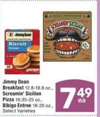 Jimmy Dean Breakfast 12.8-18.8 oz., Screamin' Sicilian Pizza 16.35-25 oz., Bibigo Entree 18-20 oz. - Select Varieties