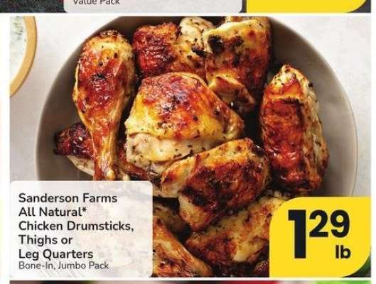 Sanderson Farms All Natural* Chicken Drumsticks, Thighs or Leg Quarters - Bone - In, Jumbo Pack