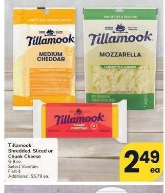 Tillamook Shredded, Sliced or Chunk Cheese - 6-8 oz. Select Varieties