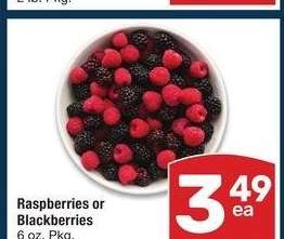 Raspberries or Blackberries - 6 oz. Pkg.