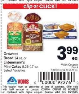 Oroweat Bread 24 oz. or Entenmann's Mini Cakes 9.25-17 oz. - Select Varieties
