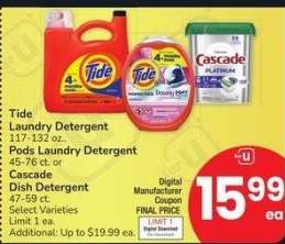 Tide Laundry Detergent 117-132 oz., Pods Laundry Detergent 45-76 ct. or Cascade Dish Detergent 47-59 ct. - Select Varieties