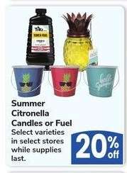 Summer Citronella Candles or Fuel - Select varieties