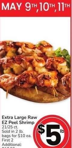Extra Large Raw EZ Peel Shrimp - 21/25 ct. Sold in 2 lb. bags for $10 ea.