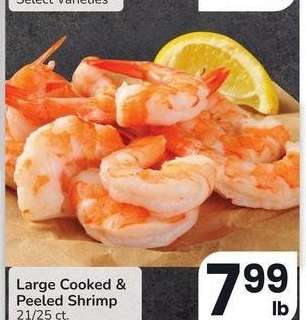 Large Cooked & Peeled Shrimp - 21/25 ct.
