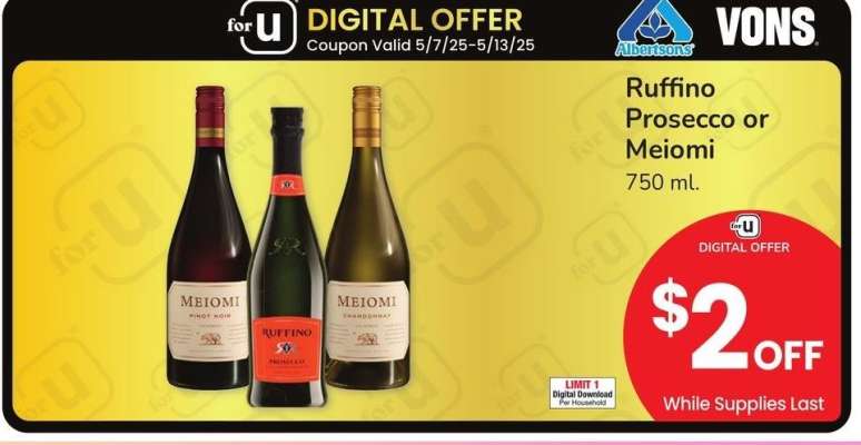Ruffino Prosecco or Meiomi - 750 ml.