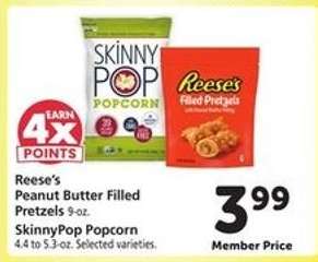 Reese's Peanut Butter Filled Pretzels & SkinnyPop Popcorn