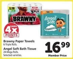 Brawny Paper Towels, Angel Soft Bath Tissue