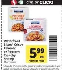Waterfront Bistro Crispy Calamari or Popcorn Crunchy Shrimp