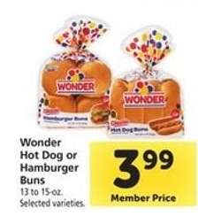 Wonder Hot Dog or Hamburger Buns