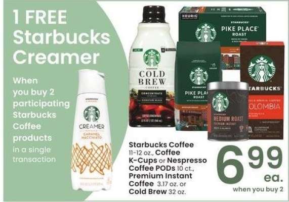 Starbucks Coffee 11-12 oz., Coffee K-Cups or Nespresso Coffee PODs 10 ct., Premium Instant Coffee 3.17 oz. or Cold Brew 32 oz.