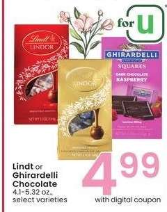 Lindt or Ghirardelli Chocolate - 4.1-5.32 oz., select varieties