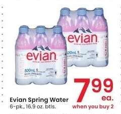 Evian Spring Water - 6 - pk., 16.9 oz. btls.