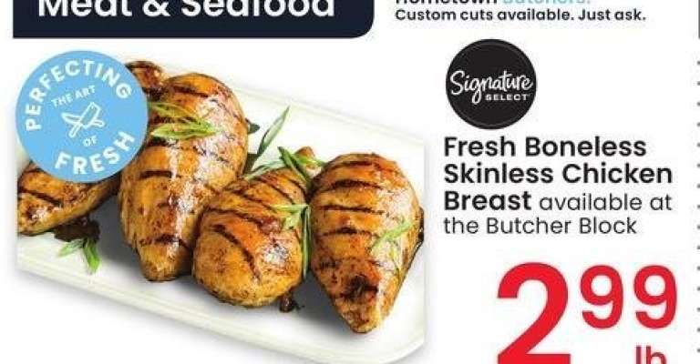 Fresh Boneless Skinless Chicken Breast - available at the Butcher Block