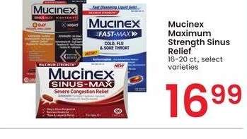 Mucinex Maximum Strength Sinus Relief - 16-20 ct., select varieties