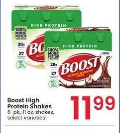 Boost High Protein Shakes - 6 - pk., 11 oz. shakes, select varieties