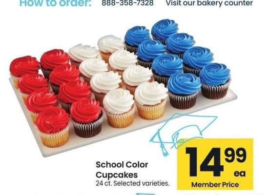School Color Cupcakes - 24 ct. Selected varieties.