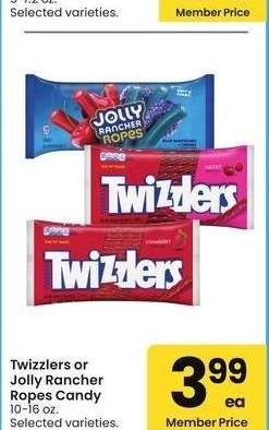 Twizzlers or Jolly Rancher Ropes Candy - 10-16 oz. Selected varieties.