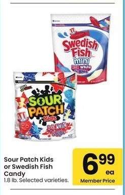 Sour Patch Kids or Swedish Fish Candy - 1.8 lb. Selected varieties.