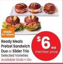 Pretzel Sandwich Duo or Slider Trio - Selected Varieties