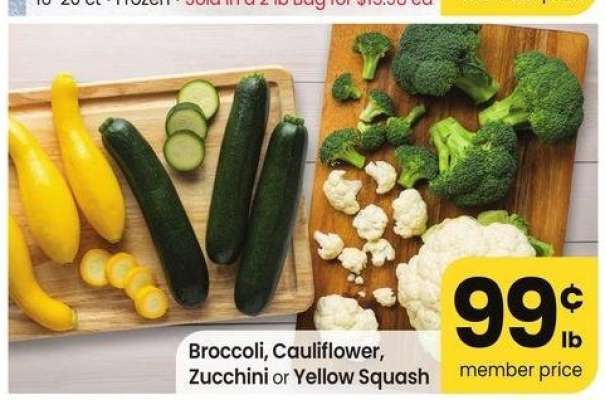 Broccoli, Cauliflower, Zucchini or Yellow Squash