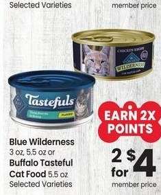 Blue Wilderness 3 oz, 5.5 oz or Buffalo Tasteful Cat Food 5.5 oz - Selected Varieties