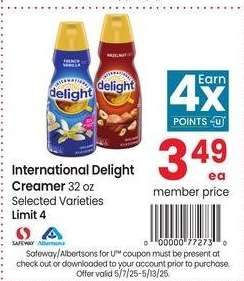 International Delight Creamer - 32 oz Selected Varieties
