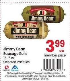 Jimmy Dean Sausage Rolls - 12-16 oz Selected Varieties
