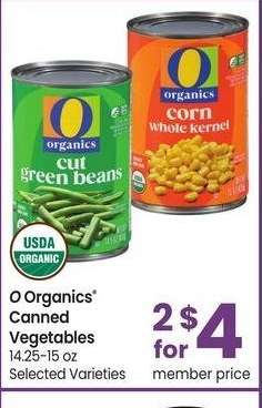 O Organics® Canned Vegetables - 14.25-15 oz Selected Varieties