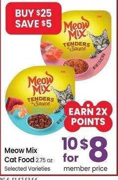 Meow Mix Cat Food - 2.75 oz Selected Varieties
