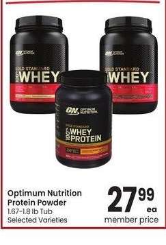 Optimum Nutrition Protein Powder - 1.67-1.8 lb Tub Selected Varieties
