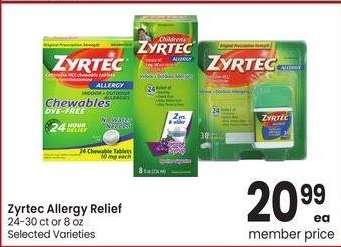 Zyrtec Allergy Relief - 24-30 ct or 8 oz Selected Varieties