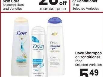 Dove Shampoo or Conditioner - 12 oz Selected Varieties