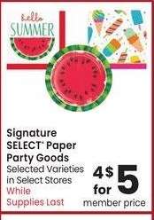 Signature SELECT® Paper Party Goods - Selected Varieties